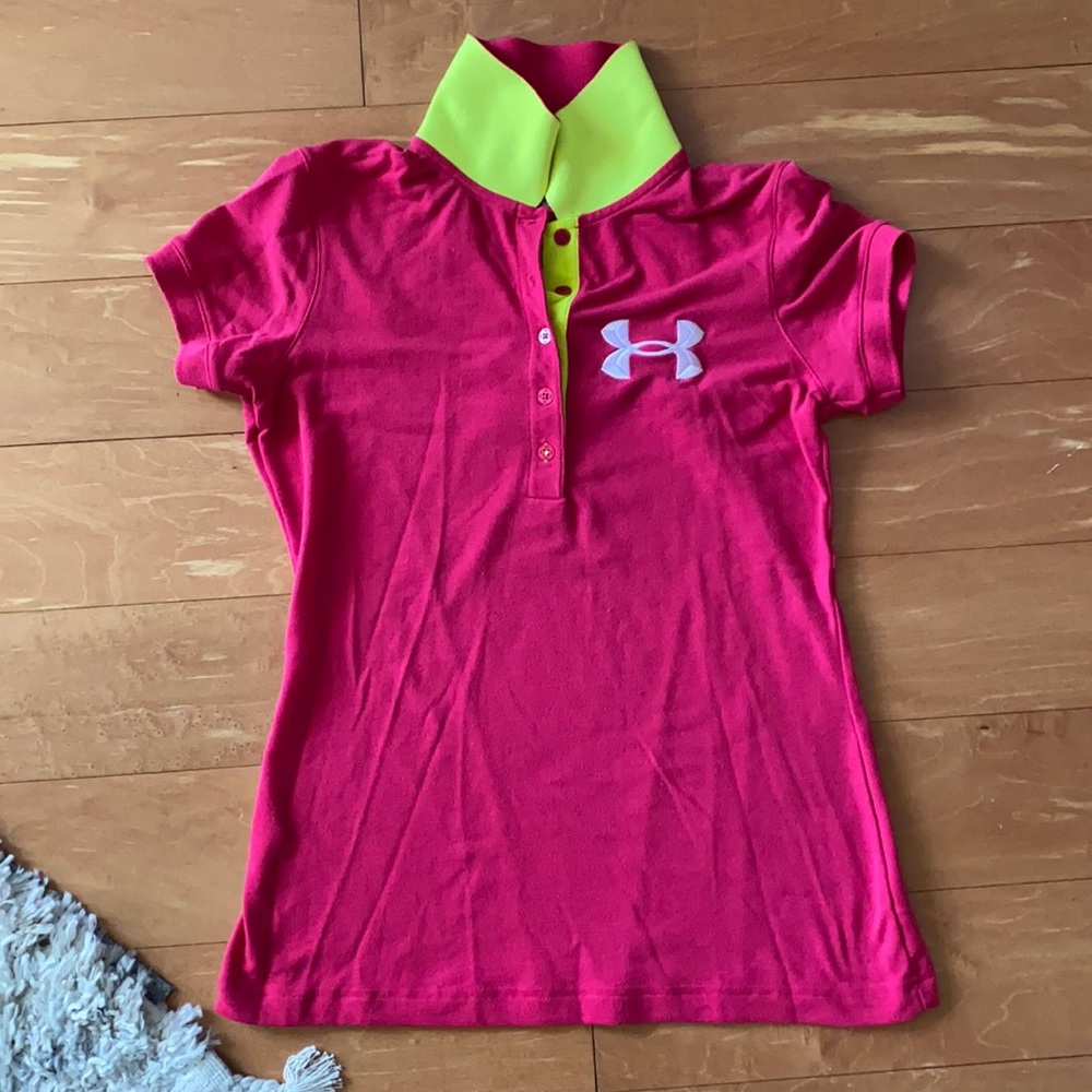 Under Armour bright pink collared shirt